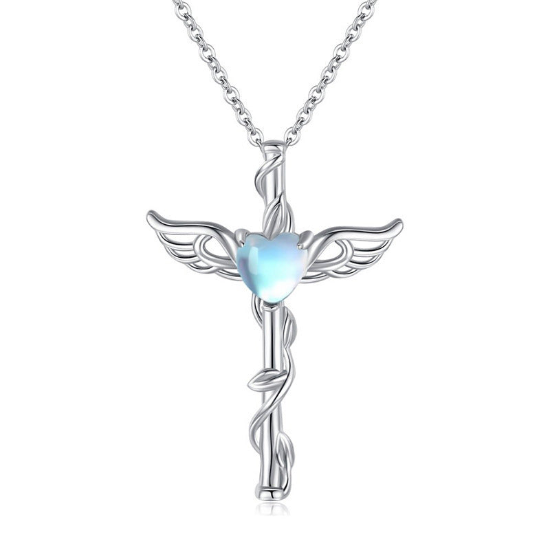 Heart Wings Design Ornament Sweet Cool Moonstone