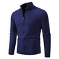 Stand Collar Simple Zipper Solid Color Cardigan Sweater
