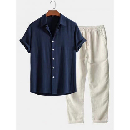 Men's Casual Loose Short Sleeve Shirt Casual Pants Suit