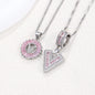 Rock Sugar 26-letter Pendant Necklace For Women, Copper Inlaid Zircon Round Flower Jewelry Set