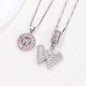 Rock Sugar 26-letter Pendant Necklace For Women, Copper Inlaid Zircon Round Flower Jewelry Set