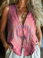 Spring New Trendy Button Vest Vintage Floral V-neck Shirt