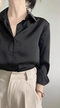 Women's High-grade Green Satin Shirt