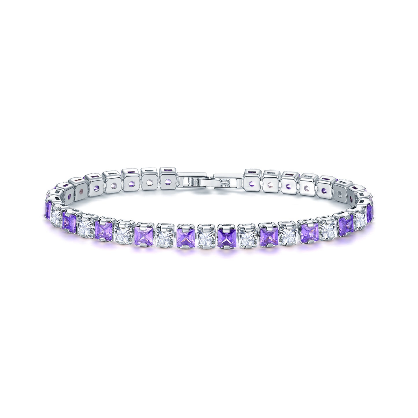 Electroplated Real Platinum Long-lasting Color-retaining Square Diamond Bracelet