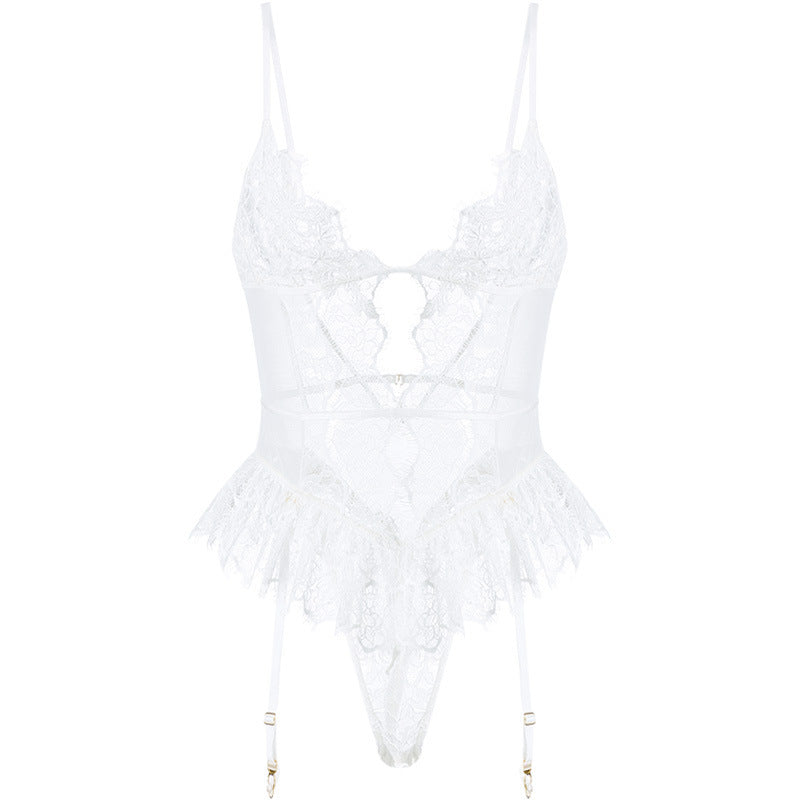Water-soluble Embroidery One-piece Garter Belt Sexy Lingerie Women
