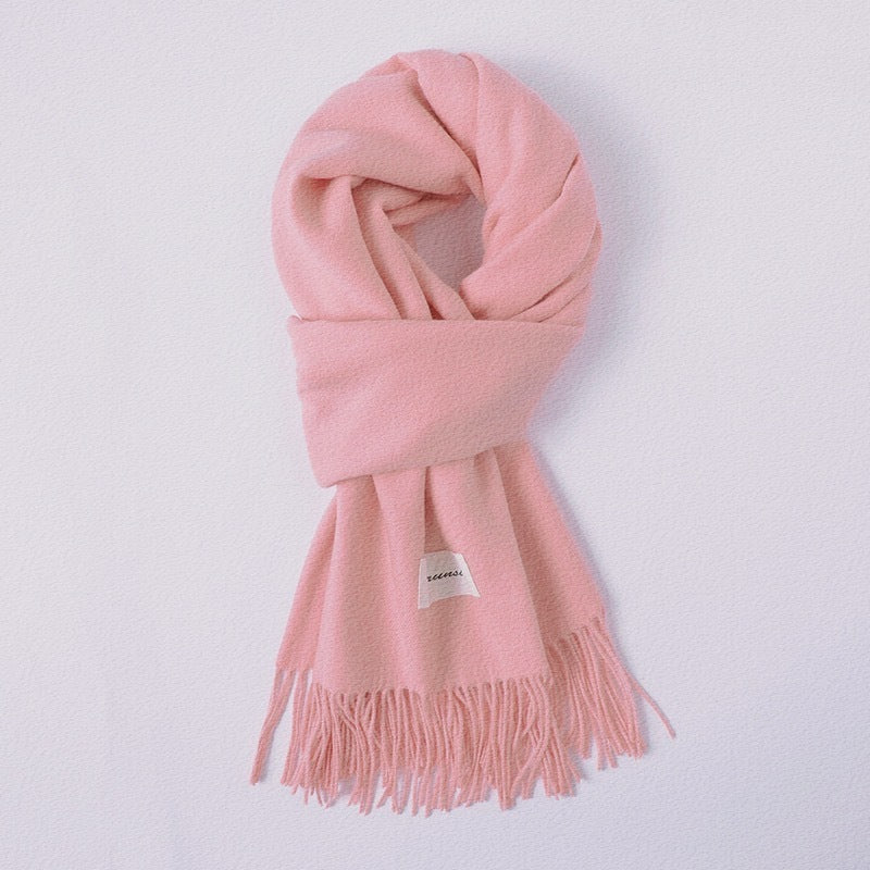 Simple Tassel Shawl Warm Artificial Cashmere Scarf
