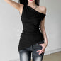 Women's Multi-wear Collarbone Thin Shoulder T-shirt Summer
