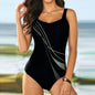 Printed Multicolor Conservative One-piece In Stock Swimsuit