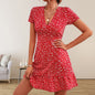 Fashion V-neck Loose Casual Holiday Floral Print Dress Women