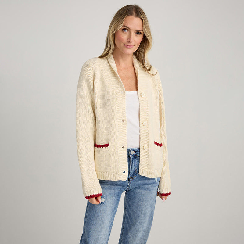 Women's Cardigan Long Sleeve Shrimp Printed Knitted