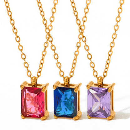 Necklace Stainless Steel Girl Zircon Female