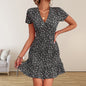 Fashion V-neck Loose Casual Holiday Floral Print Dress Women