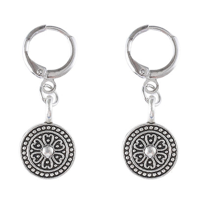 Bohemian Style Retro Round Print Niche Distressed Ethnic Earrings