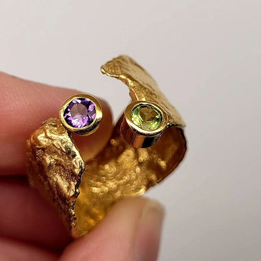 Real Gold Women's Ring Open Ring Retro Design