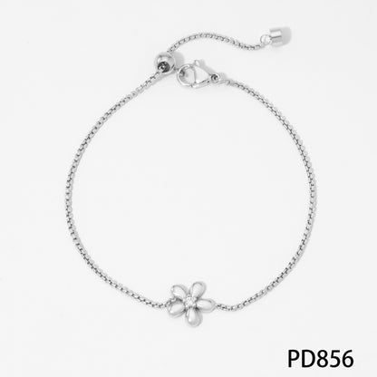 New Stainless Steel Flower Bracelet Necklace And Earring Suit Simple Fashion