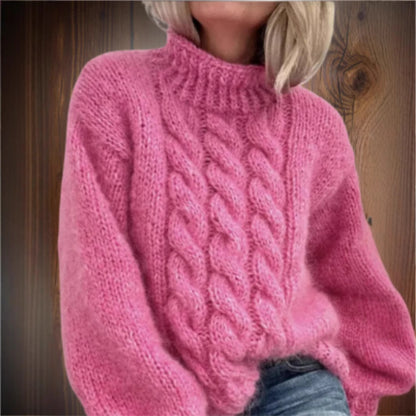 European And American Women's Turtleneck Pullover Thick Needle Brocade Sweater