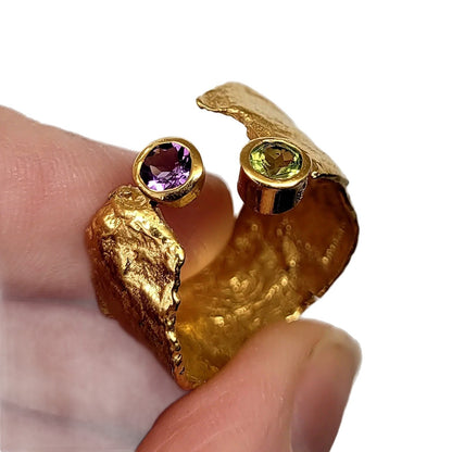 Real Gold Women's Ring Open Ring Retro Design