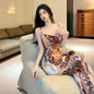 Women's Sleeveless Leopard Print Slim Fit Hip Spaghetti Straps Dress