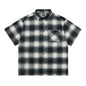 Large Plaid Classic Pocket Half Sleeve Cardigan Short Sleeve Shirt