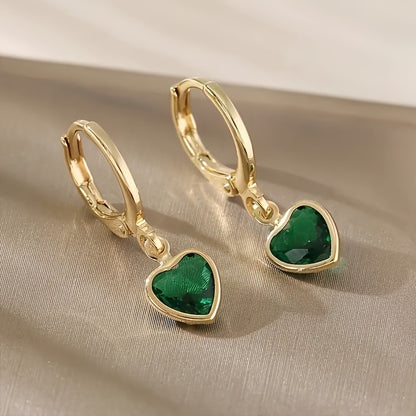 Elegant Colorful Heart-shaped Zircon Earrings Earrings All-match Earrings Women