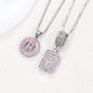 Rock Sugar 26-letter Pendant Necklace For Women, Copper Inlaid Zircon Round Flower Jewelry Set