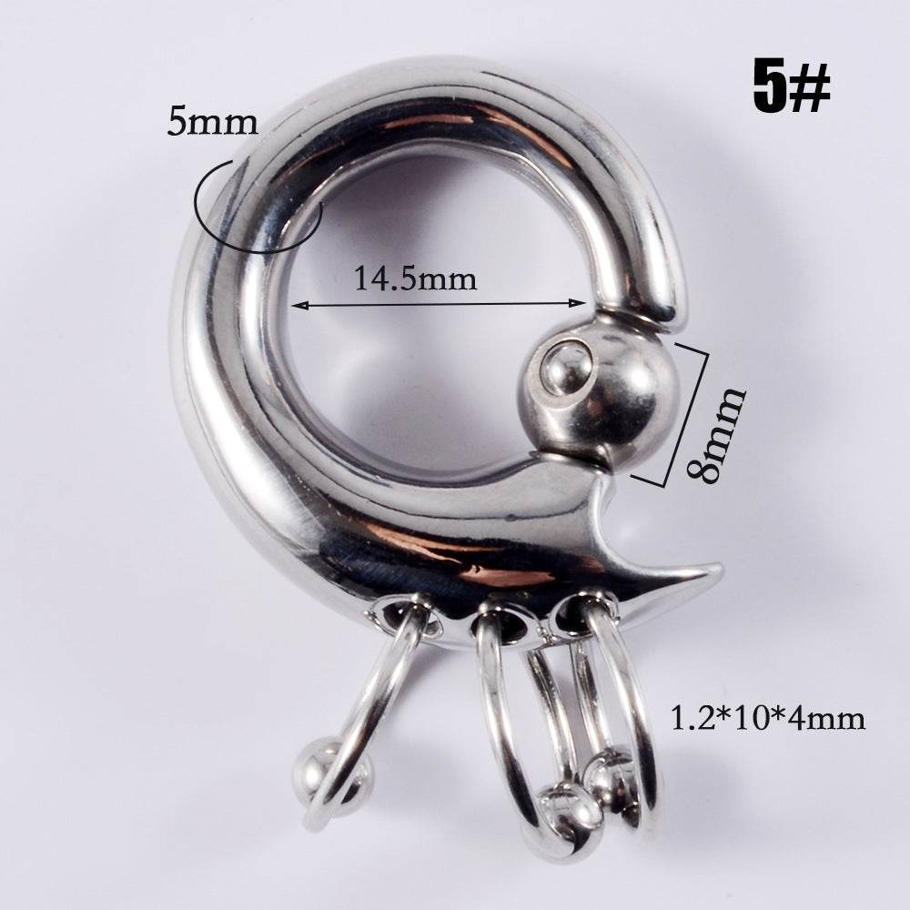 Stainless Steel Card Ball Nose Ring Hanging Ring Spring Earrings