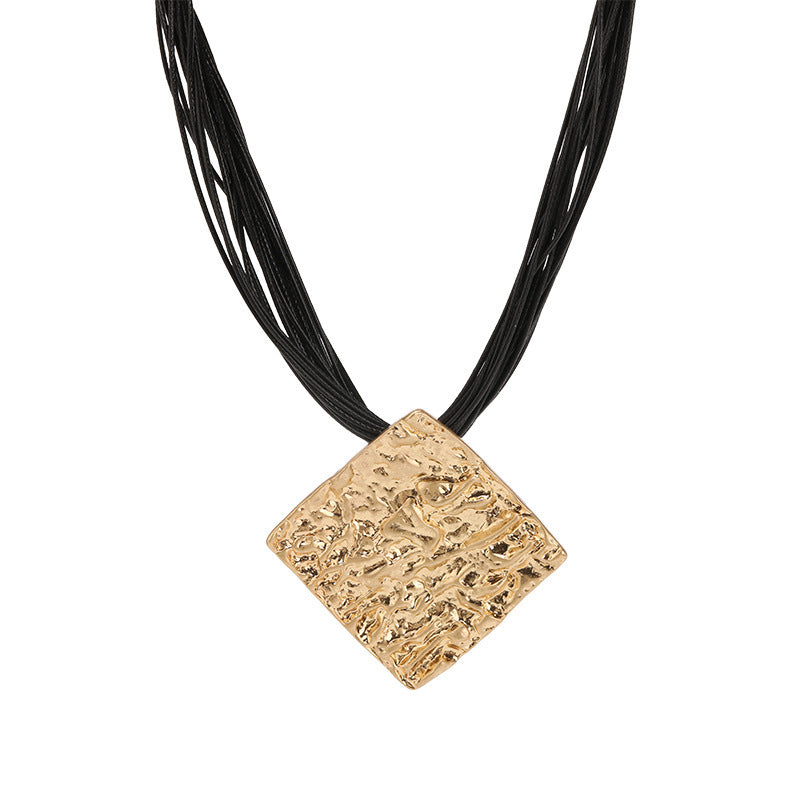 Fashionable All-match Simple Women's Metal Square Pendant