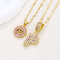 26 Letter Pendant Necklace Copper Inlaid Zirconium Plated Real Gold