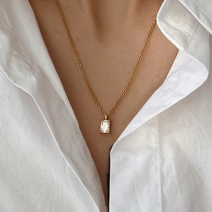 Necklace Stainless Steel Girl Zircon Female