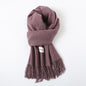 Simple Tassel Shawl Warm Artificial Cashmere Scarf