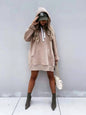 Women's Solid Color Hooded Mid-length Sweater