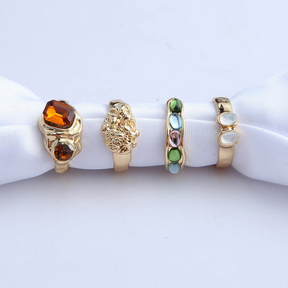 European And American Special-interest Design Multi-color Retro Fashion Ring