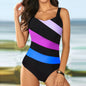Printed Multicolor Conservative One-piece In Stock Swimsuit
