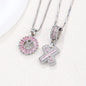 Rock Sugar 26-letter Pendant Necklace For Women, Copper Inlaid Zircon Round Flower Jewelry Set