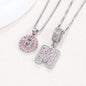 Rock Sugar 26-letter Pendant Necklace For Women, Copper Inlaid Zircon Round Flower Jewelry Set