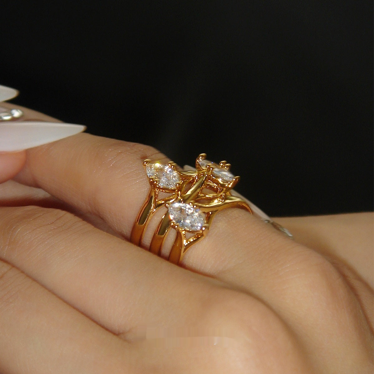 Simple Fashion Copper Open Zircon Ring