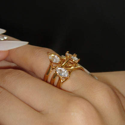 Simple Fashion Copper Open Zircon Ring