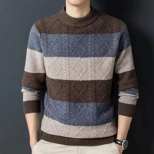 Autumn And Winter Pure Color Youth Business Casual Loose Round Neck Cashmere Knitted Bottoming Shirt