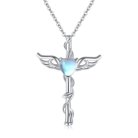 Heart Wings Design Ornament Sweet Cool Moonstone