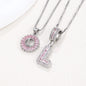 Rock Sugar 26-letter Pendant Necklace For Women, Copper Inlaid Zircon Round Flower Jewelry Set