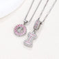 Rock Sugar 26-letter Pendant Necklace For Women, Copper Inlaid Zircon Round Flower Jewelry Set