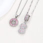 Rock Sugar 26-letter Pendant Necklace For Women, Copper Inlaid Zircon Round Flower Jewelry Set