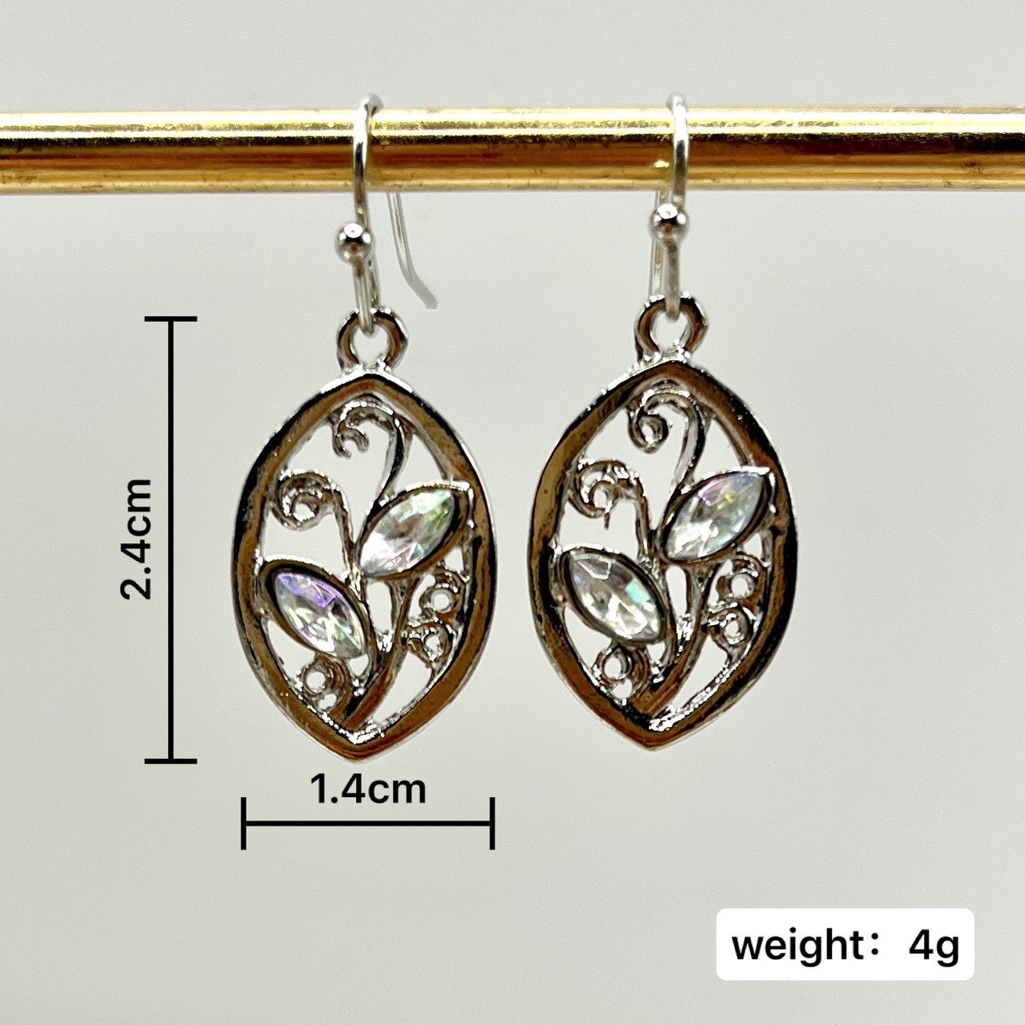 Europe And America Creative Leaves Embedded Colorful Moonstone Earrings Women