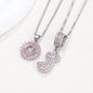 Rock Sugar 26-letter Pendant Necklace For Women, Copper Inlaid Zircon Round Flower Jewelry Set
