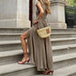 V-neck Ruffled Sleeve Mid-length Dress