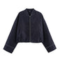 Denim Pilot Jacket Wide Pleated Denim Skirted Leggings