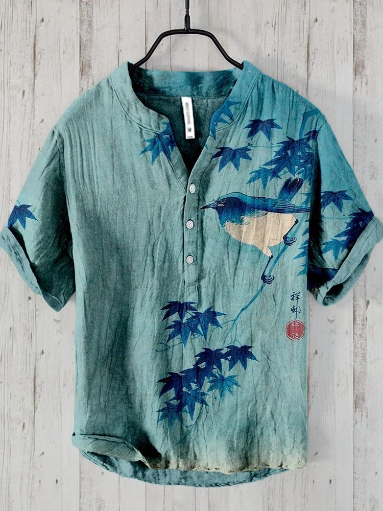 National Bamboo Printing Men's Shirt 3D Digital Printing Elegant Style