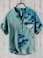National Bamboo Printing Men's Shirt 3D Digital Printing Elegant Style