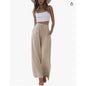 Loose Casual Pocket Drawstring Wide-leg Pants For Women