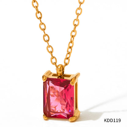 Necklace Stainless Steel Girl Zircon Female